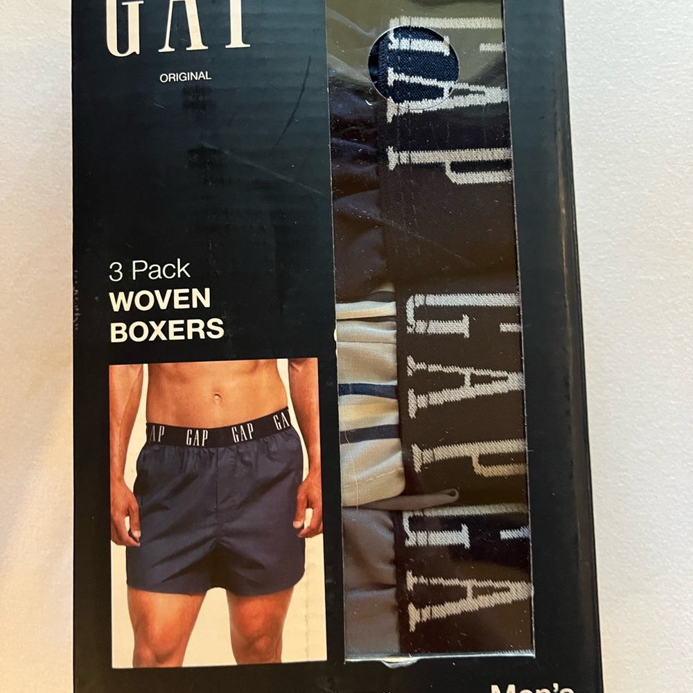 GAP Men's Dark Blue Woven Boxers - 3 Pack